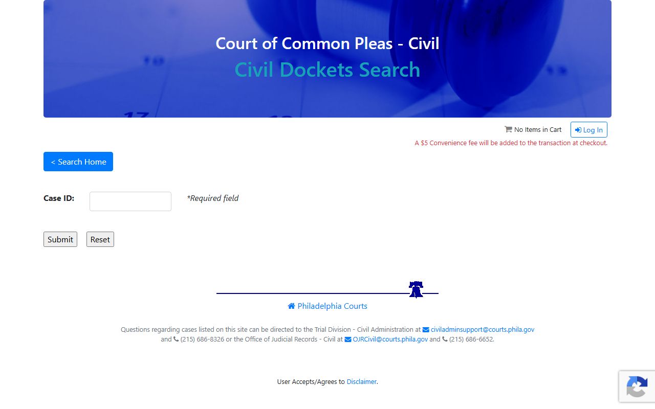 Philadelphia County court records civil docket report by Case ID search
