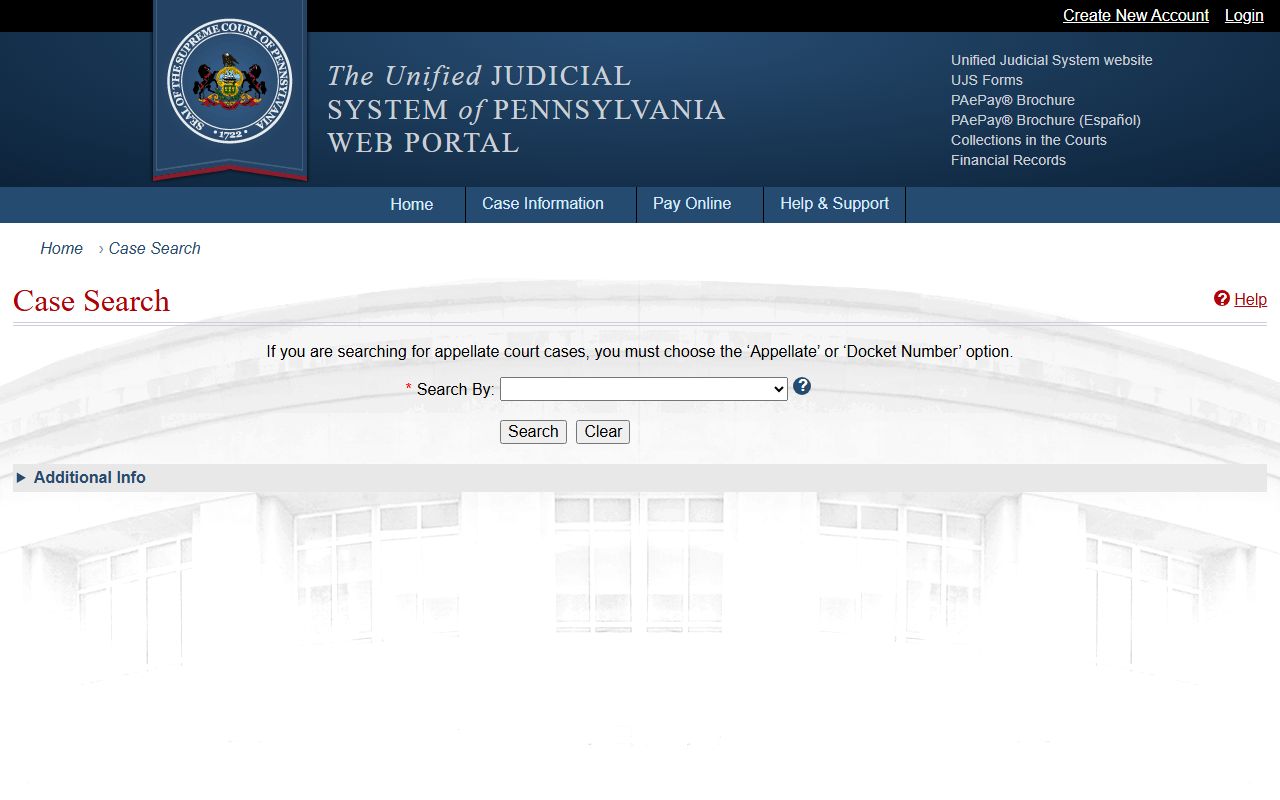 Philadelphia County court records statewide UJS case search portal