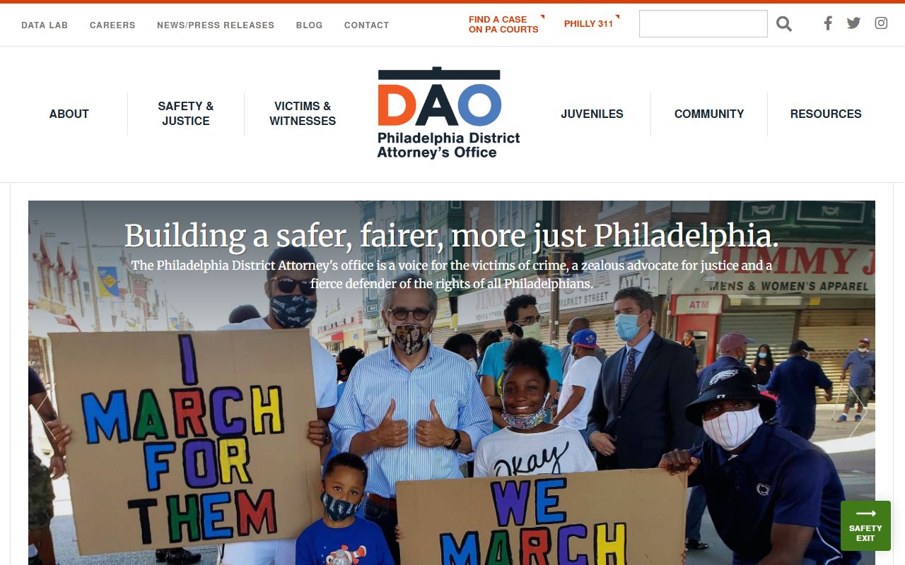 Philadelphia County criminal court records District Attorney homepage