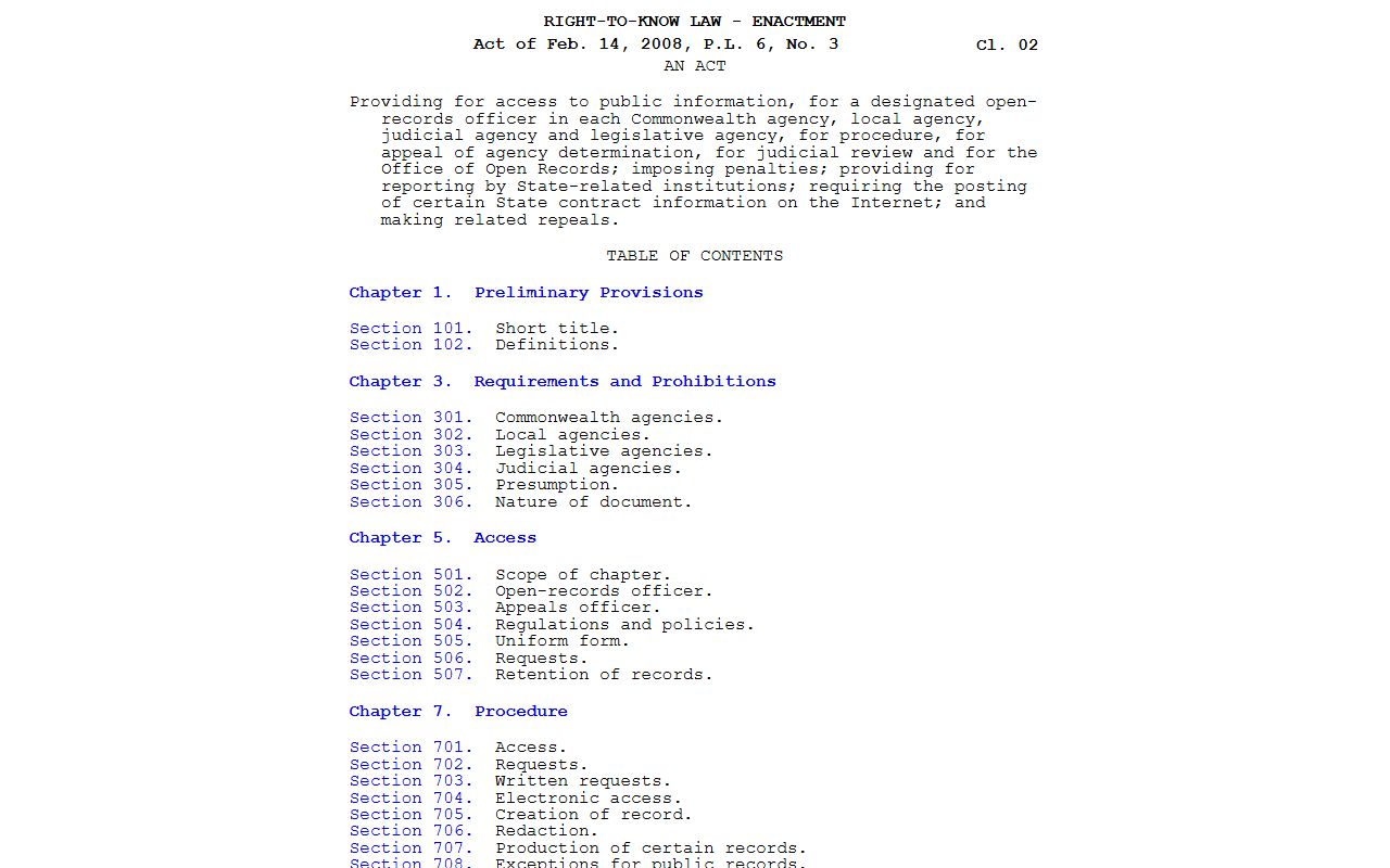 Philadelphia County court records Pennsylvania Right-to-Know Law