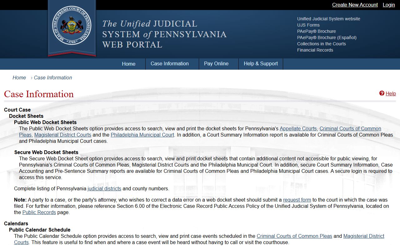 Philadelphia County court records UJS case information help
