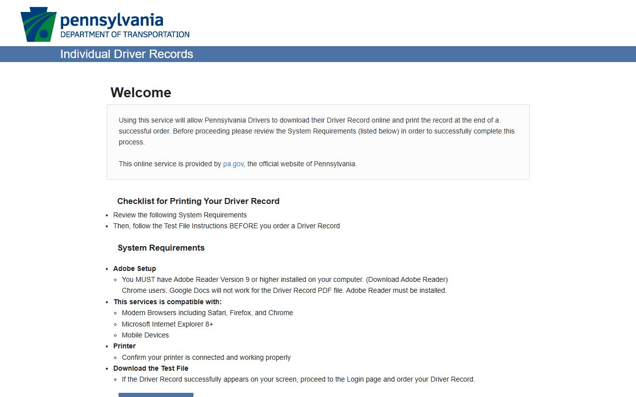Philadelphia County traffic court records PennDOT individual driver records app