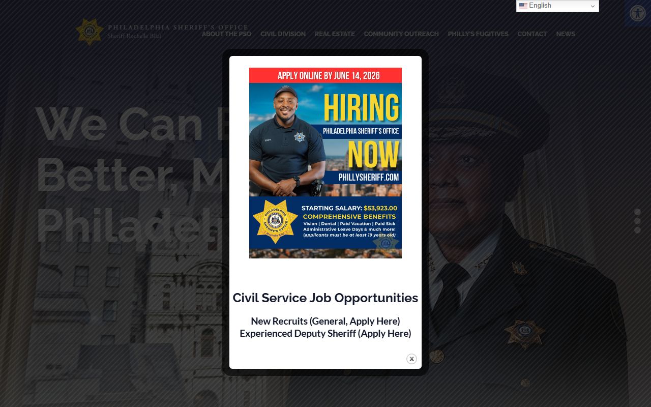 Philadelphia County warrant records Sheriff's Office homepage