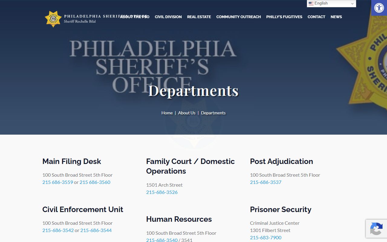 Philadelphia County warrant records Sheriff departments and warrant unit