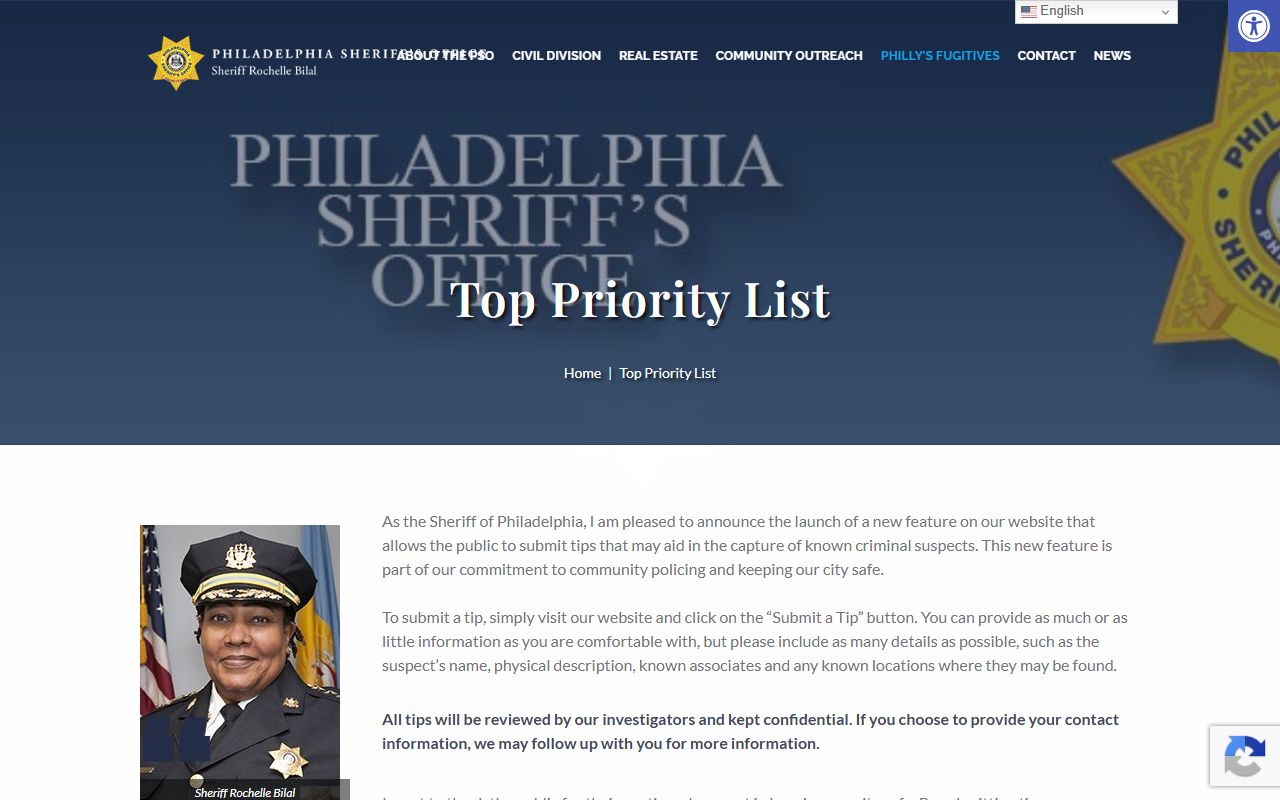 Philadelphia County warrant records Sheriff Top Priority List